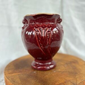 Glossy Deep Cherry Red Decorative Urn Vase